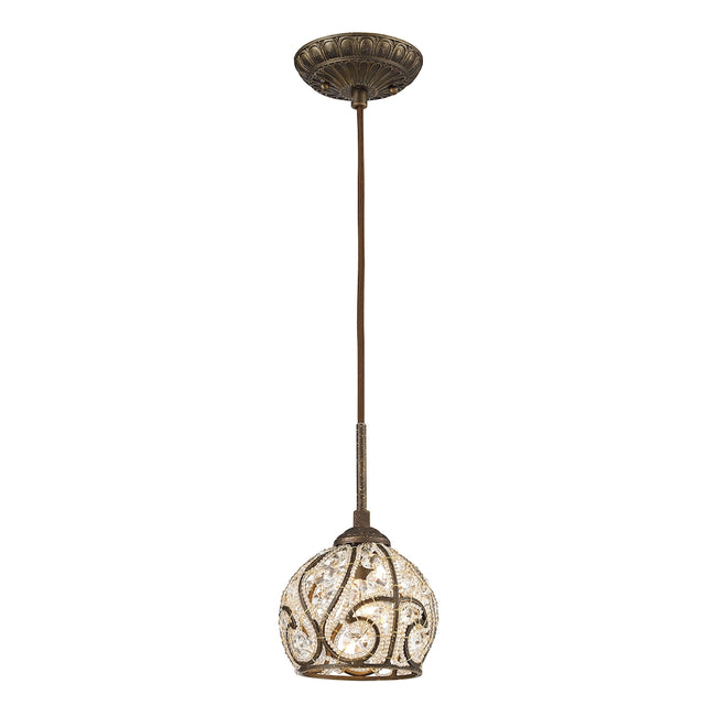 ELK Lighting 15976/1 - Elizabethan 6" Wide 1-Light Mini Pendant in Dark Bronze with Crystal