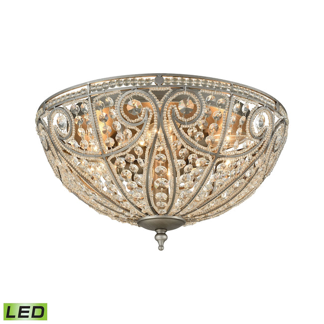 ELK Lighting 15994/6-LED - Elizabethan 17" Wide 6-Light Flush Mount in Weathered Zinc with Clear Cry