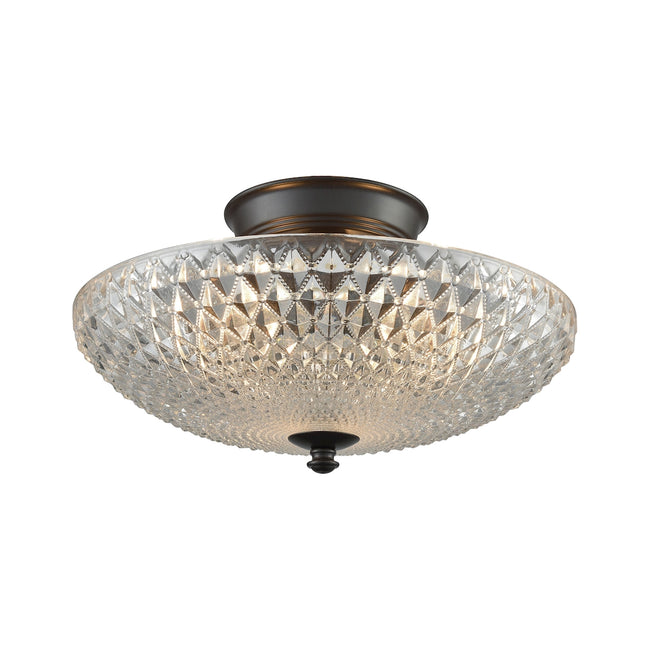 ELK Lighting 16042/3 - Sweetwater 14" Wide 3-Light Semi Flush in Oil Rubbed Bronze with Clear Crysta