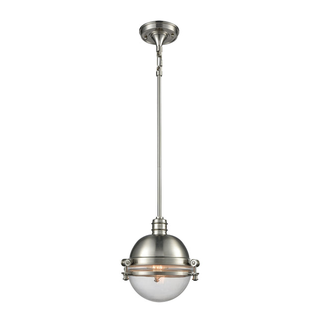 ELK Lighting 16060/1 - Riley 10" Wide 1-Light Mini Pendant in Satin Nickel with Clear Glass