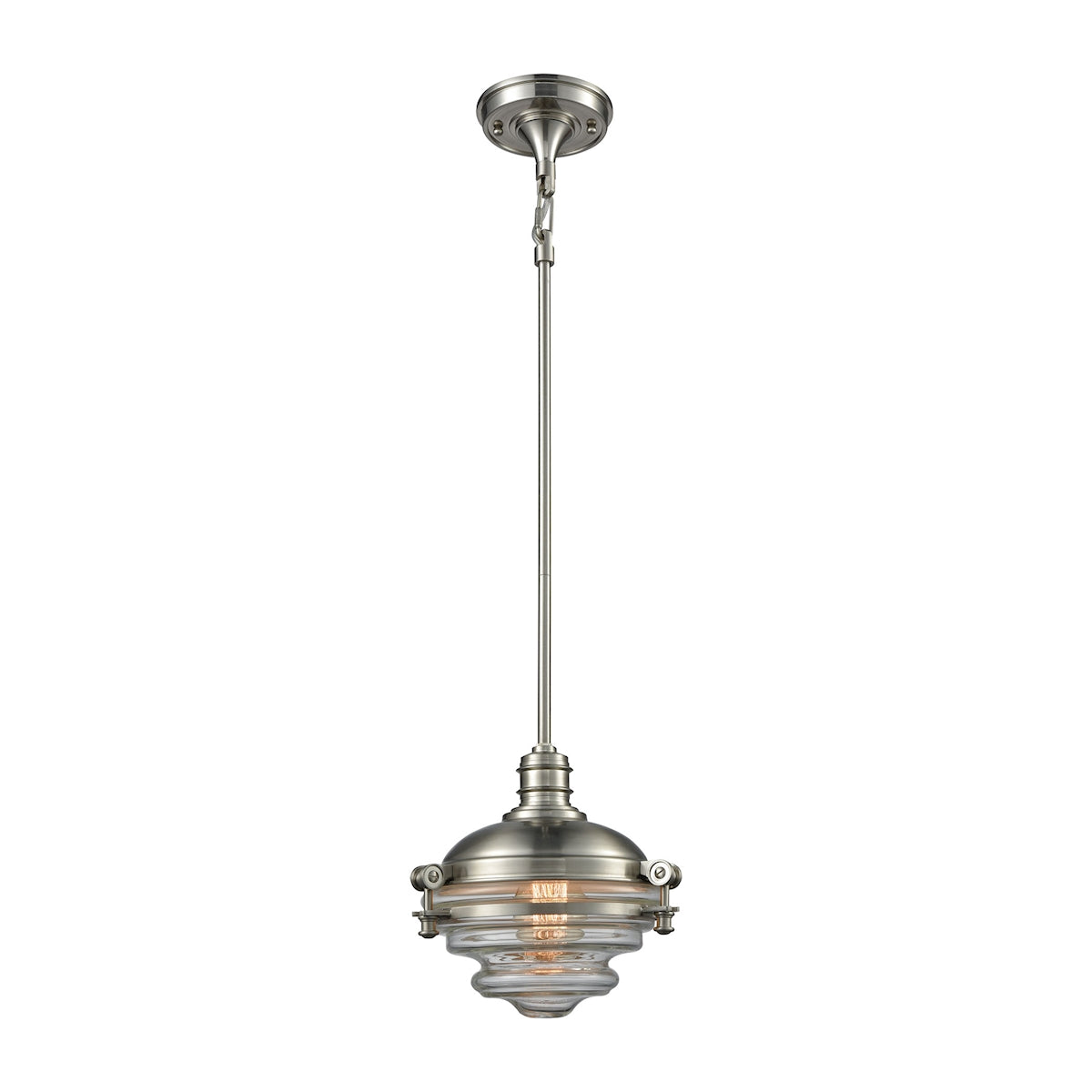 ELK Lighting 16061/1 - Riley 10" Wide 1-Light Mini Pendant in Satin Nickel with Clear Glass