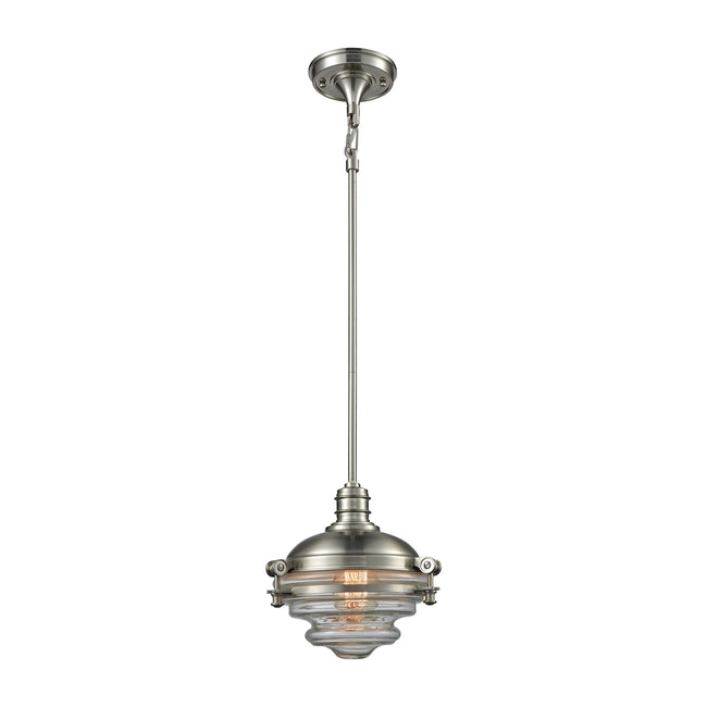 ELK Lighting 16061/1 - Riley 10" Wide 1-Light Mini Pendant in Satin Nickel with Clear Glass