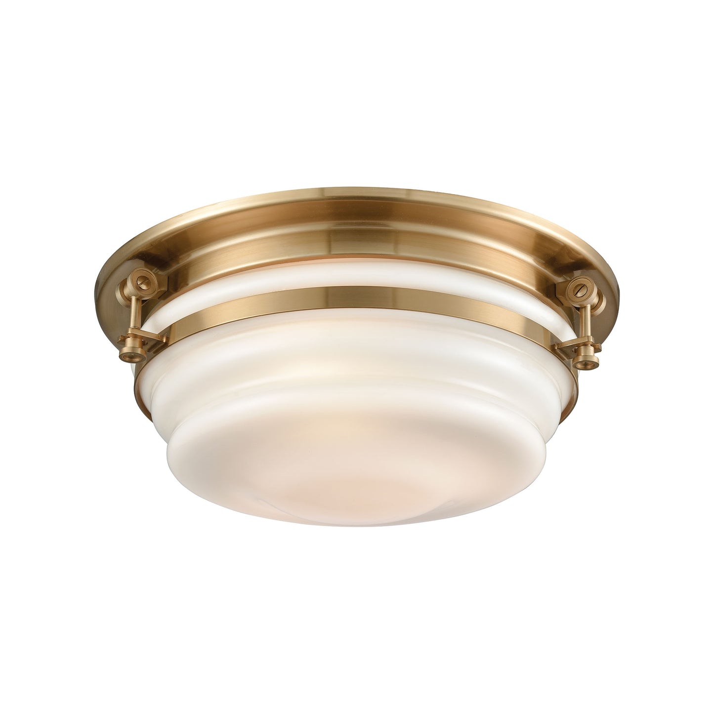 ELK Lighting 16094/3 - Riley 15" Wide 3-Light Flush Mount in Satin Brass with Opal White Blown Glass