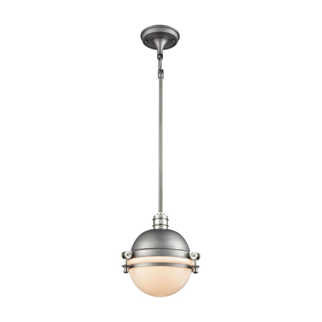 ELK Lighting 16107/1 - Riley 10" Wide 1-Light Mini Pendant in Weathered Zinc and Polished Nickel wit