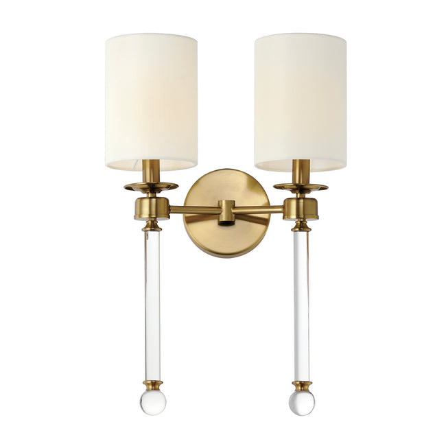 16108WTCLHR - 2 Light Lucent 14" Wall Sconce - Heritage Brass