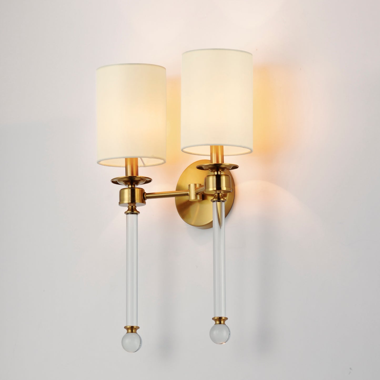 16108WTCLHR - 2 Light Lucent 14" Wall Sconce - Heritage Brass