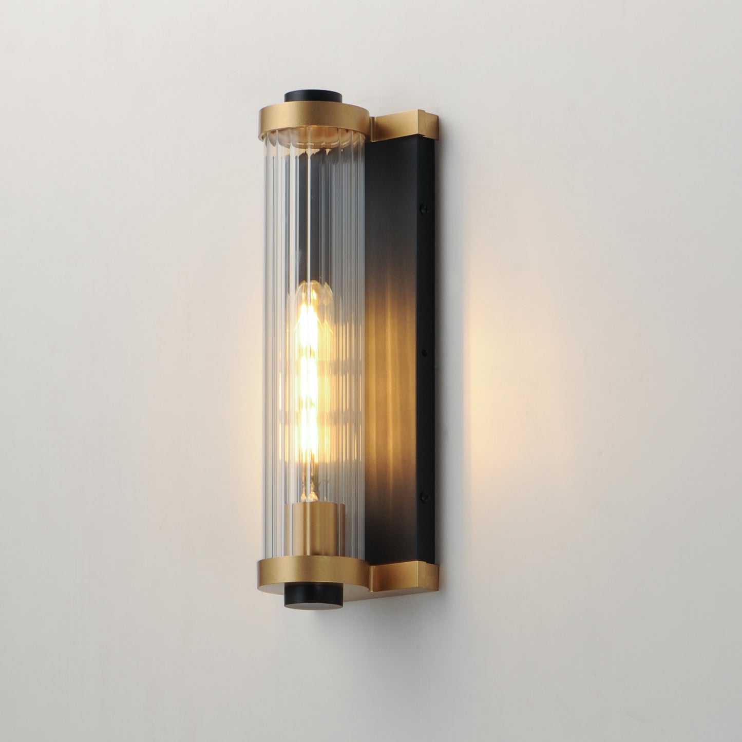 16121CRBKAB - Opulent 14" Outdoor Wall Sconce - Black / Antique Brass