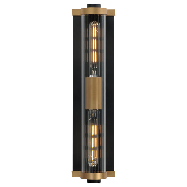 16122CRBKAB - Opulent 20" Outdoor Wall Sconce - Black / Antique Brass