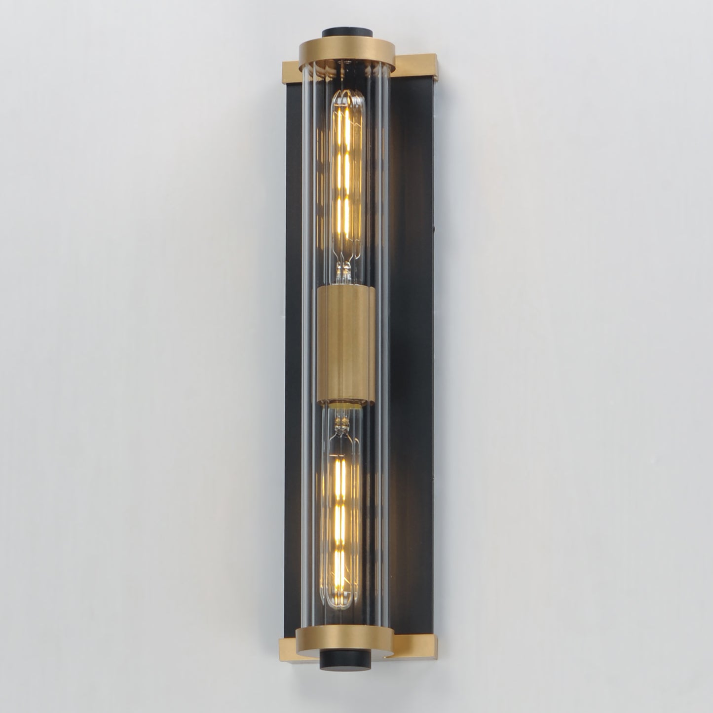 16122CRBKAB - Opulent 20" Outdoor Wall Sconce - Black / Antique Brass