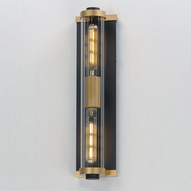 16122CRBKAB - Opulent 20" Outdoor Wall Sconce - Black / Antique Brass