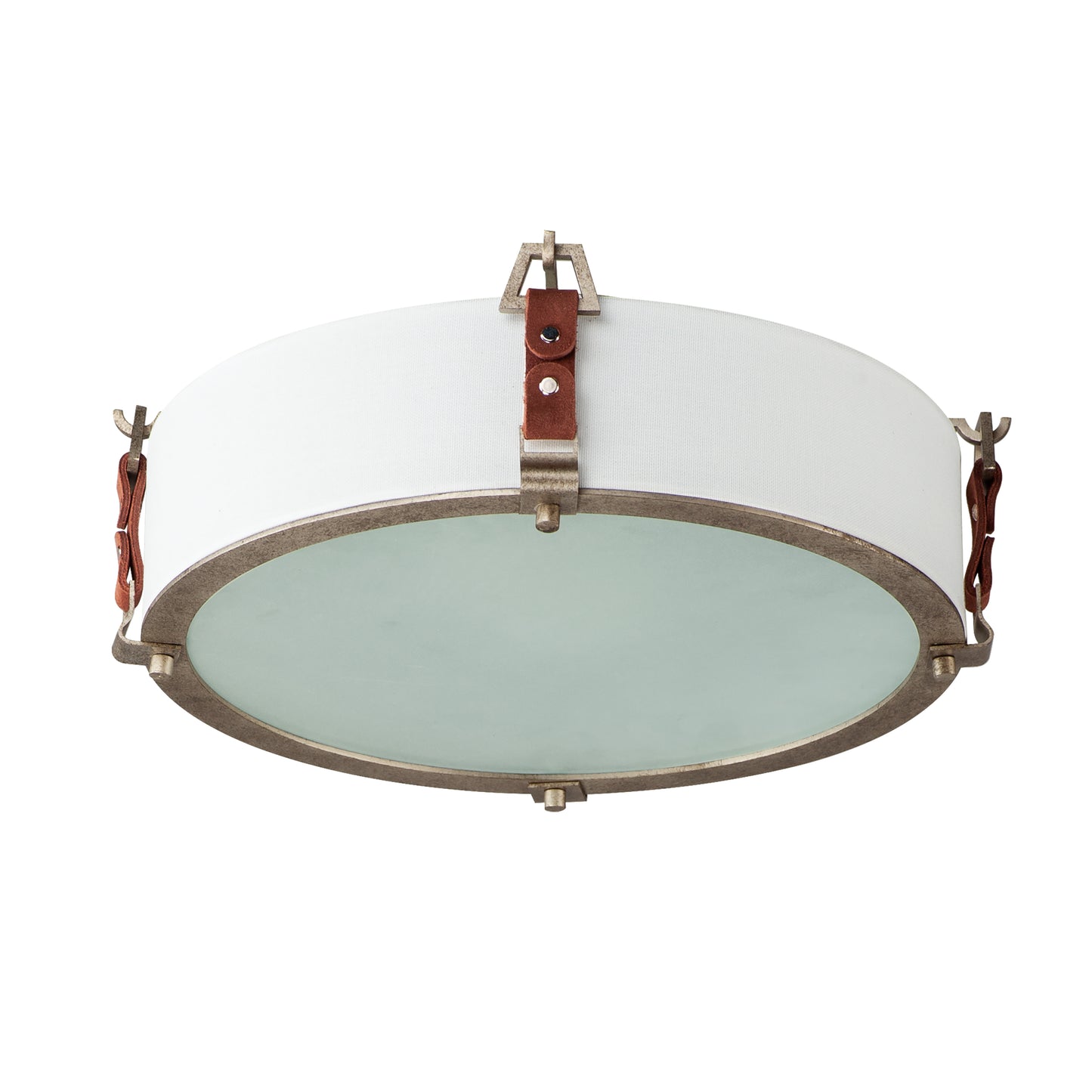 16130FTWZBSD - Sausalito 16" Flush Mount Ceiling Light - Weathered Zinc / Brown Suede