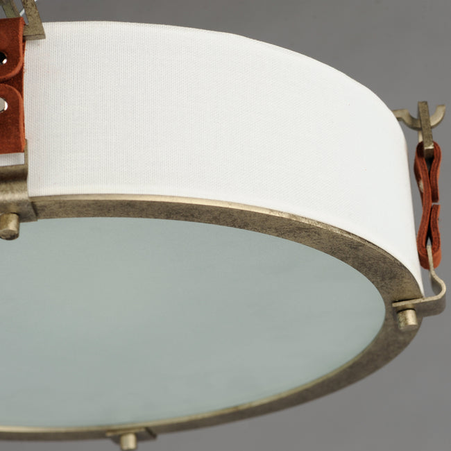 16130FTWZBSD - Sausalito 16" Flush Mount Ceiling Light - Weathered Zinc / Brown Suede