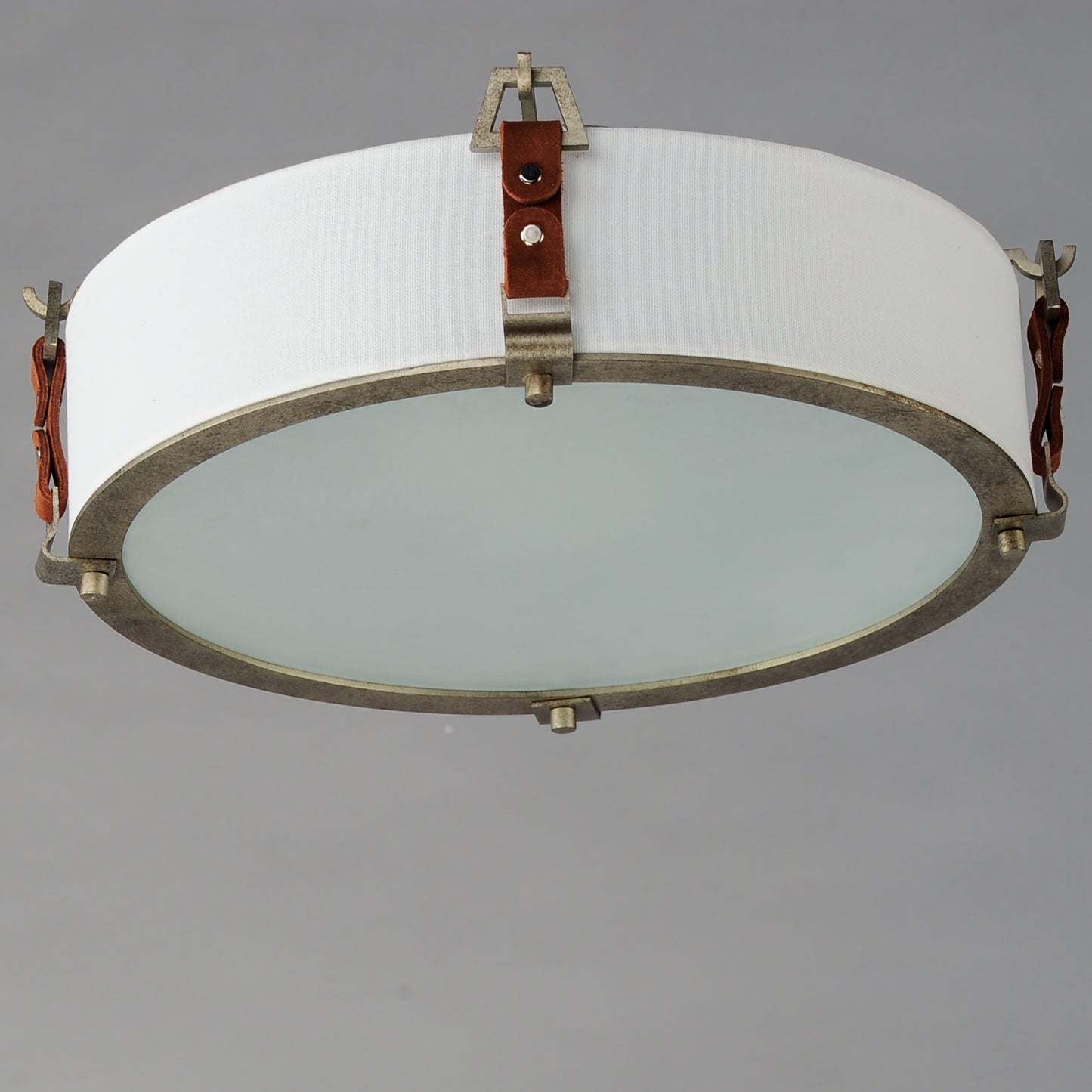 16130FTWZBSD - Sausalito 16" Flush Mount Ceiling Light - Weathered Zinc / Brown Suede