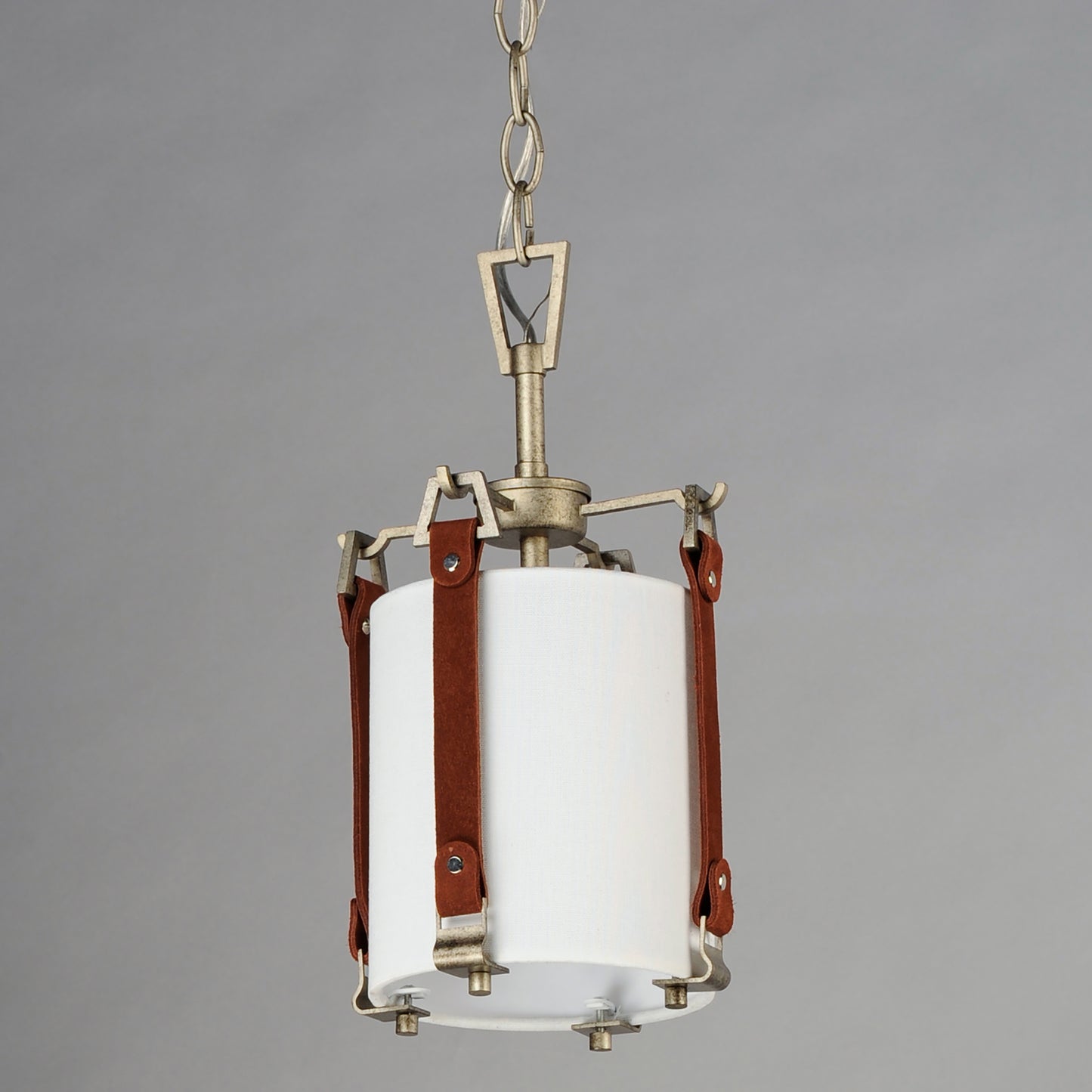 16132FTWZBSD - 1 Light Sausalito 7.5" Pendant - Weathered Zinc / Brown Suede