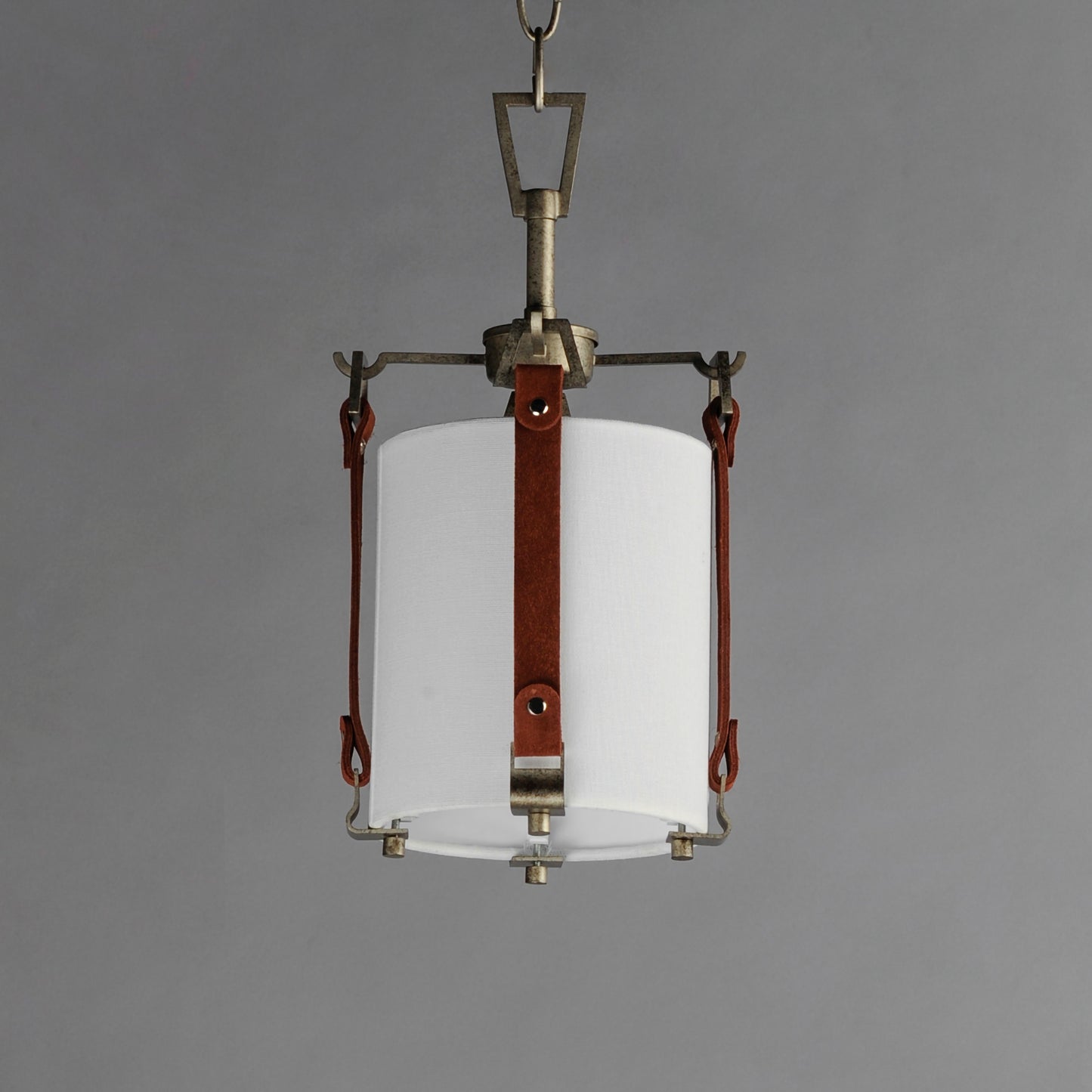 16132FTWZBSD - 1 Light Sausalito 7.5" Pendant - Weathered Zinc / Brown Suede