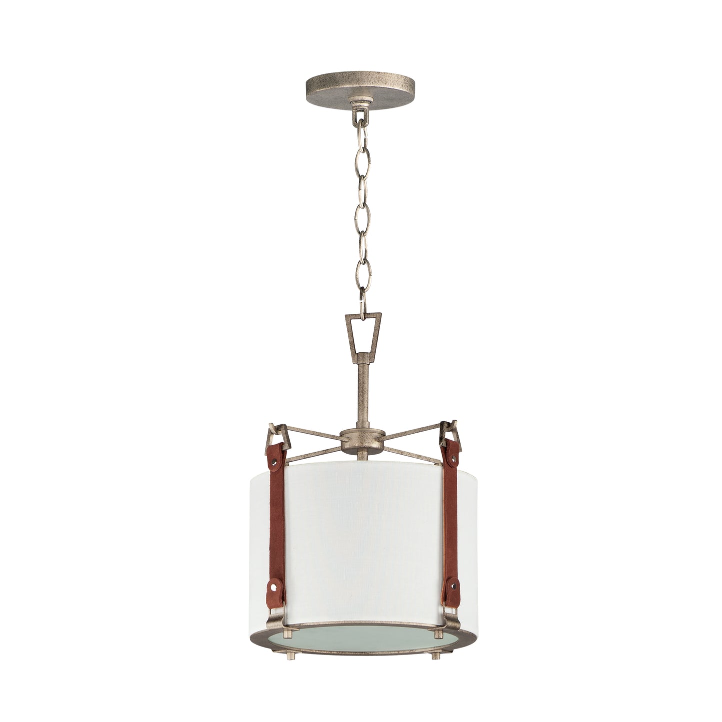 16133FTWZBSD - 1 Light Sausalito 12" Pendant - Weathered Zinc / Brown Suede