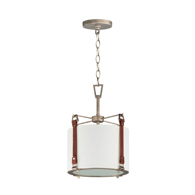 16133FTWZBSD - 1 Light Sausalito 12" Pendant - Weathered Zinc / Brown Suede