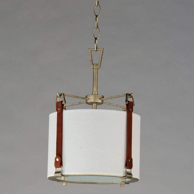 16133FTWZBSD - 1 Light Sausalito 12" Pendant - Weathered Zinc / Brown Suede