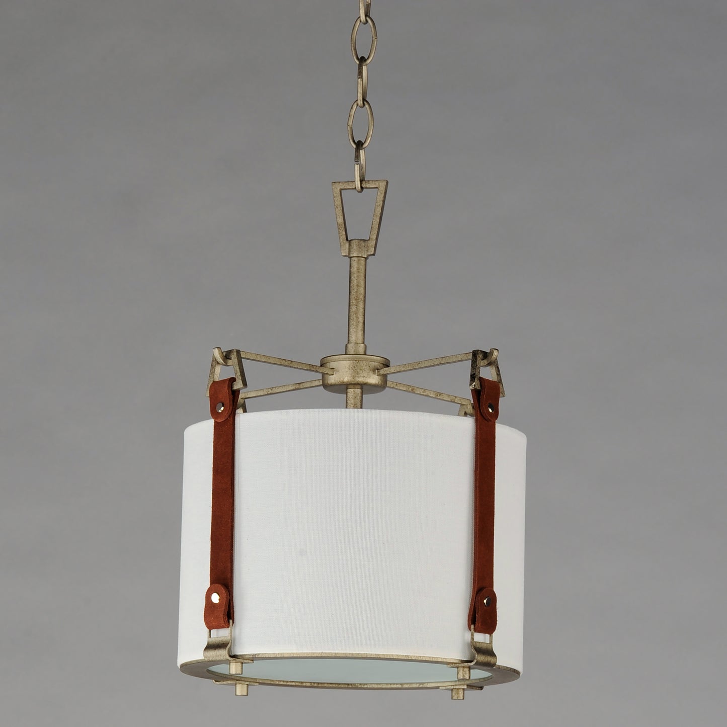 16133FTWZBSD - 1 Light Sausalito 12" Pendant - Weathered Zinc / Brown Suede