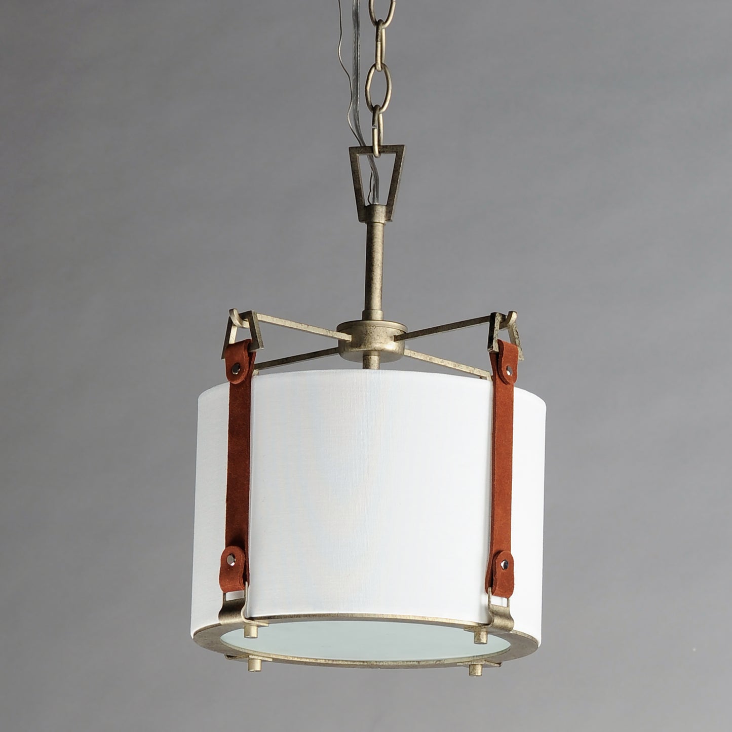 16133FTWZBSD - 1 Light Sausalito 12" Pendant - Weathered Zinc / Brown Suede