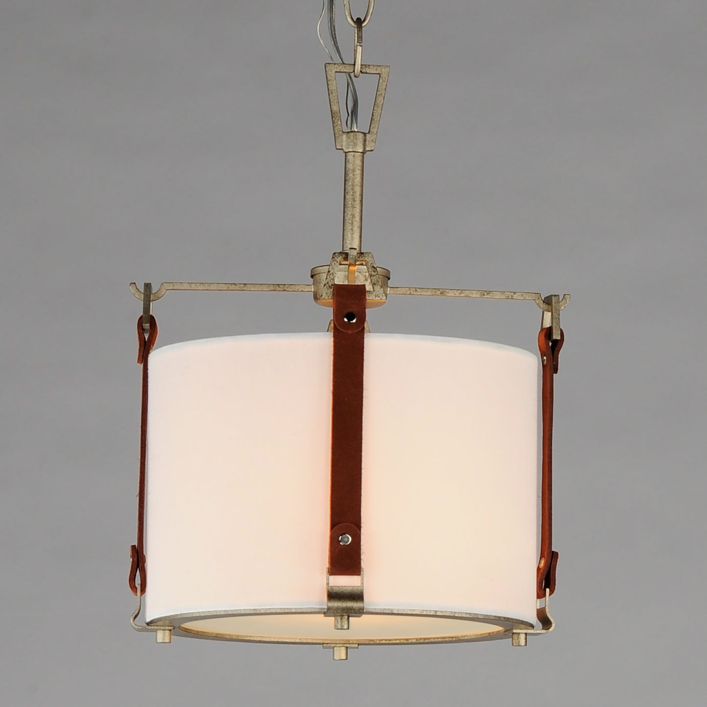 16133FTWZBSD - 1 Light Sausalito 12" Pendant - Weathered Zinc / Brown Suede