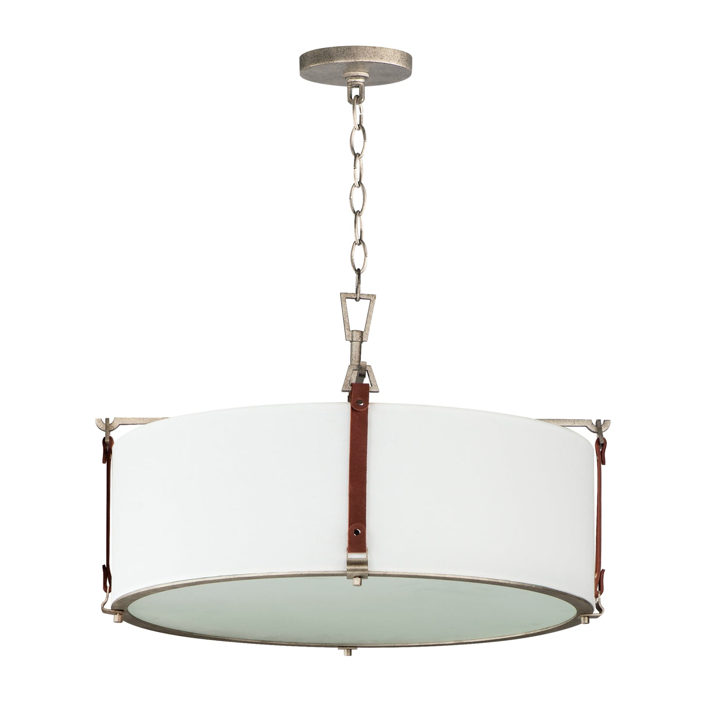 16135FTWZBSD - 4 Light Sausalito 24" Pendant - Weathered Zinc / Brown Suede