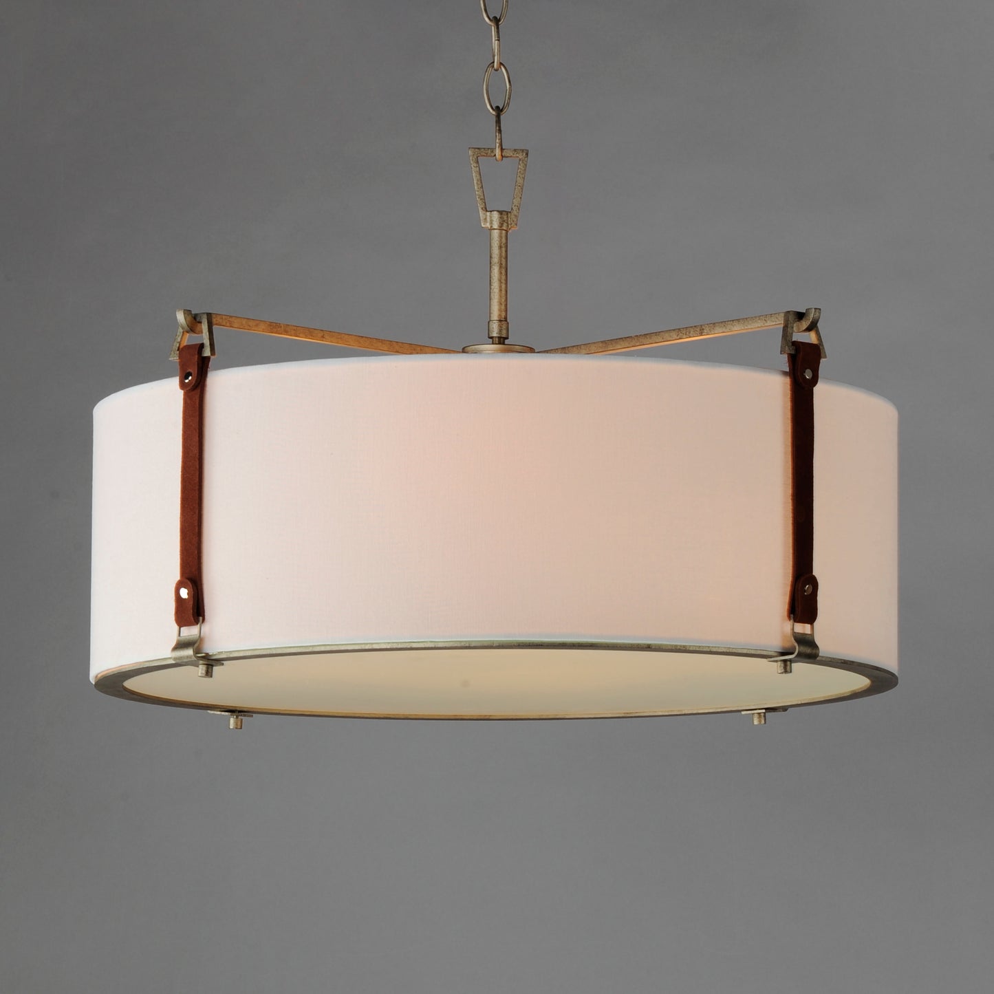 16135FTWZBSD - 4 Light Sausalito 24" Pendant - Weathered Zinc / Brown Suede