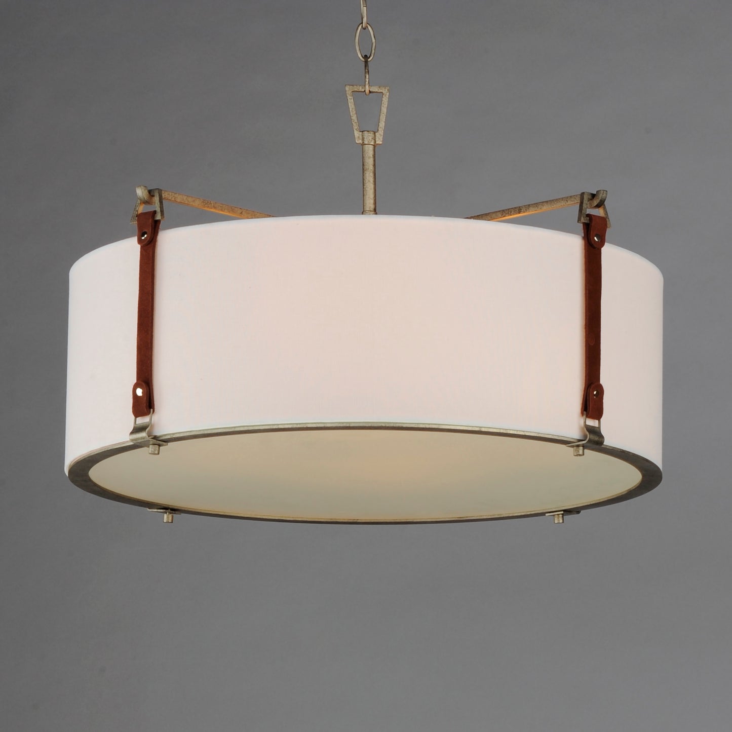 16135FTWZBSD - 4 Light Sausalito 24" Pendant - Weathered Zinc / Brown Suede