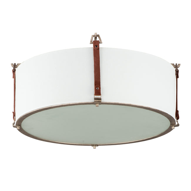 16139FTWZBSD - Sausalito 24" Flush Mount Ceiling Light - Weathered Zinc / Brown Suede