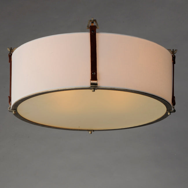 16139FTWZBSD - Sausalito 24" Flush Mount Ceiling Light - Weathered Zinc / Brown Suede