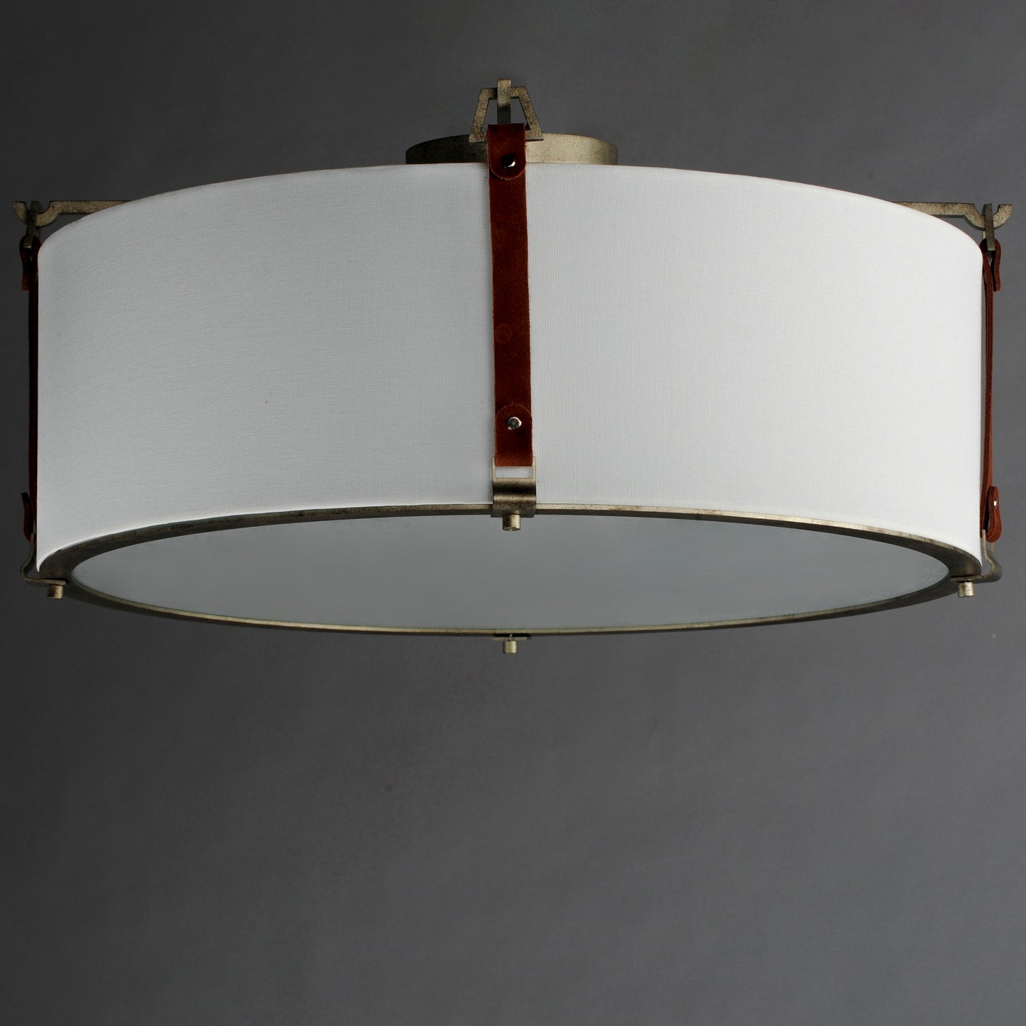 16139FTWZBSD - Sausalito 24" Flush Mount Ceiling Light - Weathered Zinc / Brown Suede