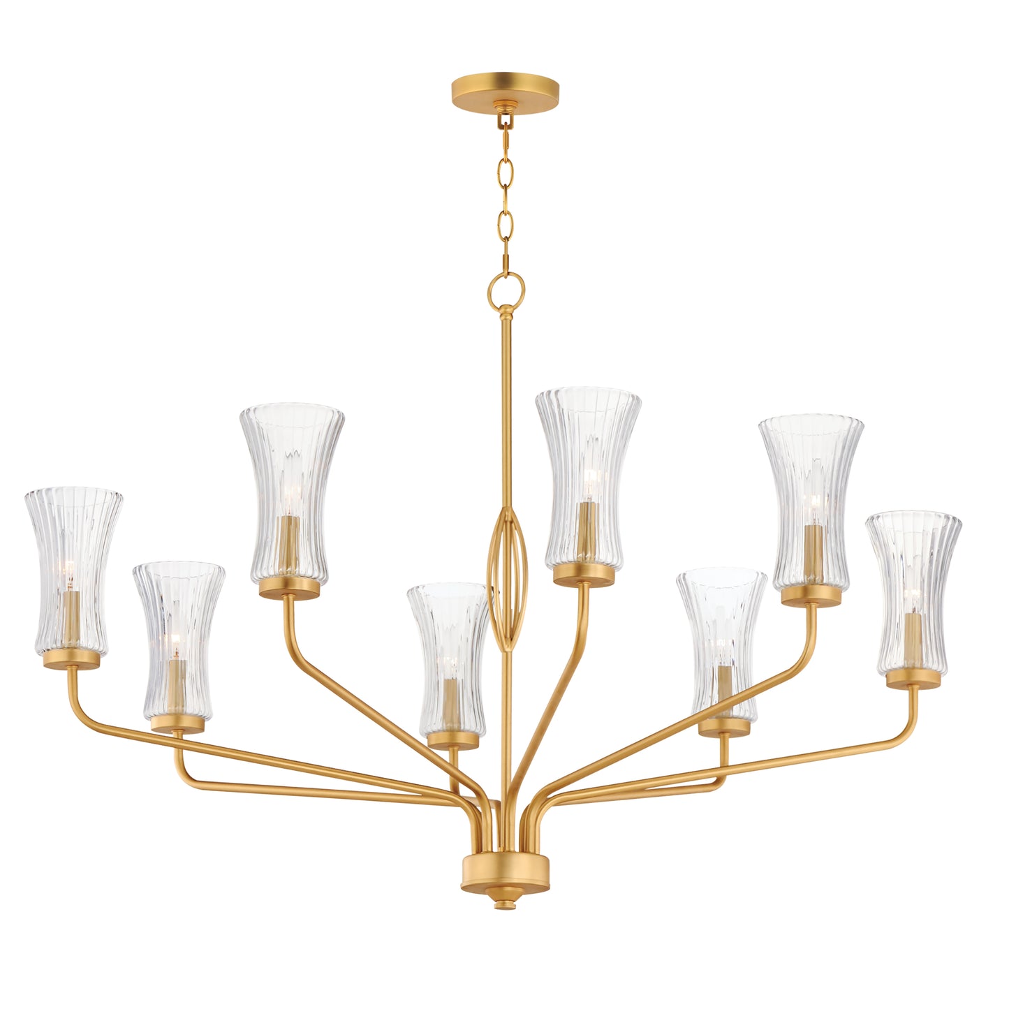 16158CRNAB - 8 Light Camelot 42" Chandelier - Natural Aged Brass