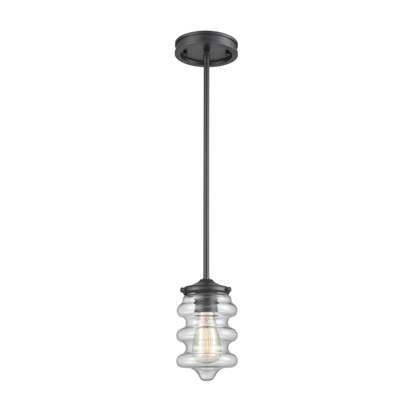 ELK Lighting 16160/1 - Synchronis 5" Wide 1-Light Mini Pendant in Oil Rubbed Bronze with Clear Blown