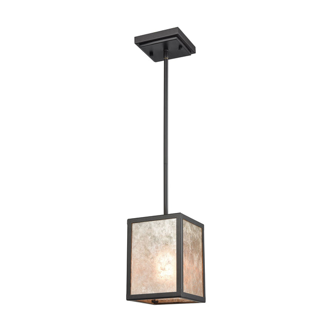 ELK Lighting 16182/1 - Stasis 6" Wide 1-Light Mini Pendant in Oil Rubbed Bronze with Tan and Clear M