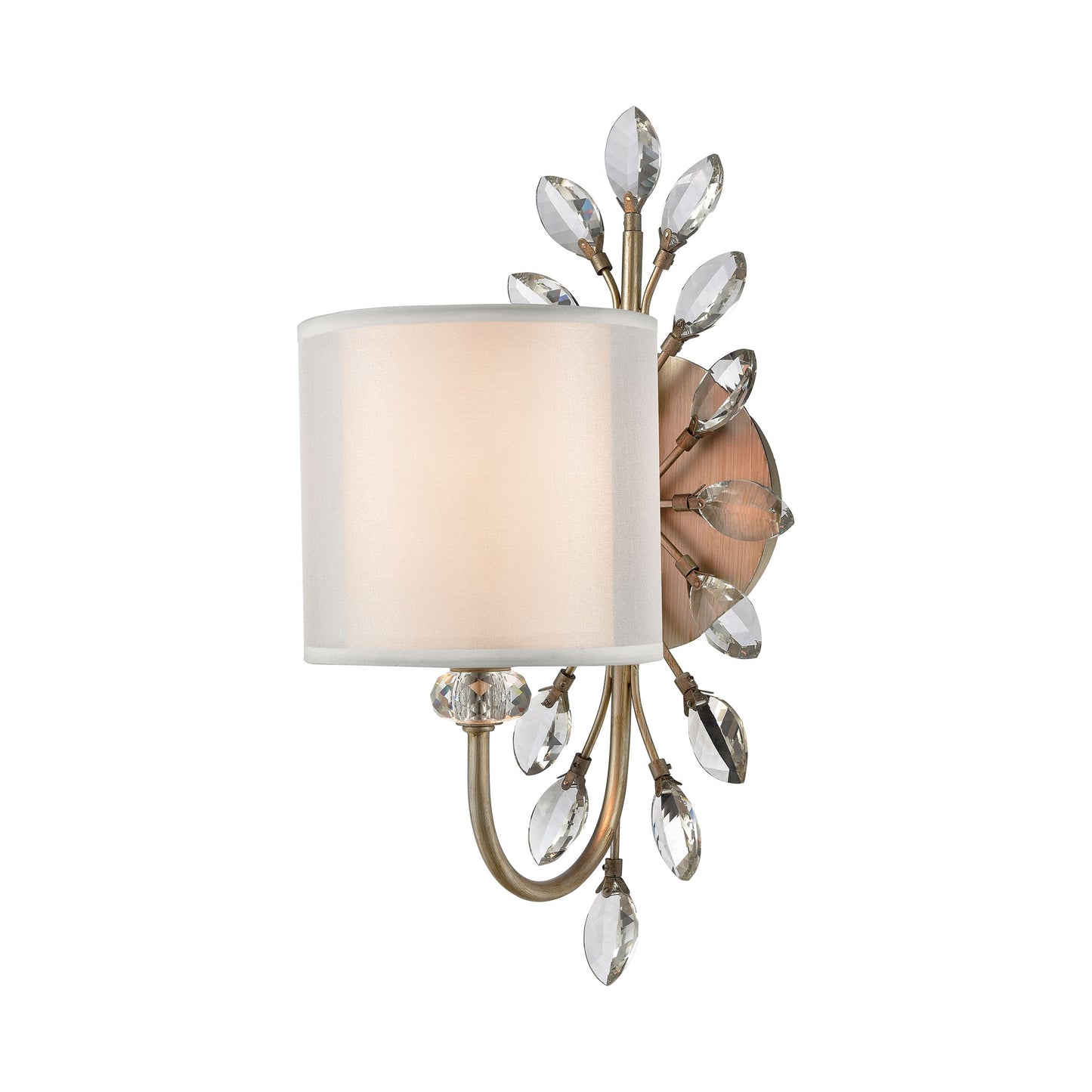 ELK Lighting 16276/1 - Asbury 6" Wide 1-Light Vanity Light in Aged Silver with White Fabric Shade In