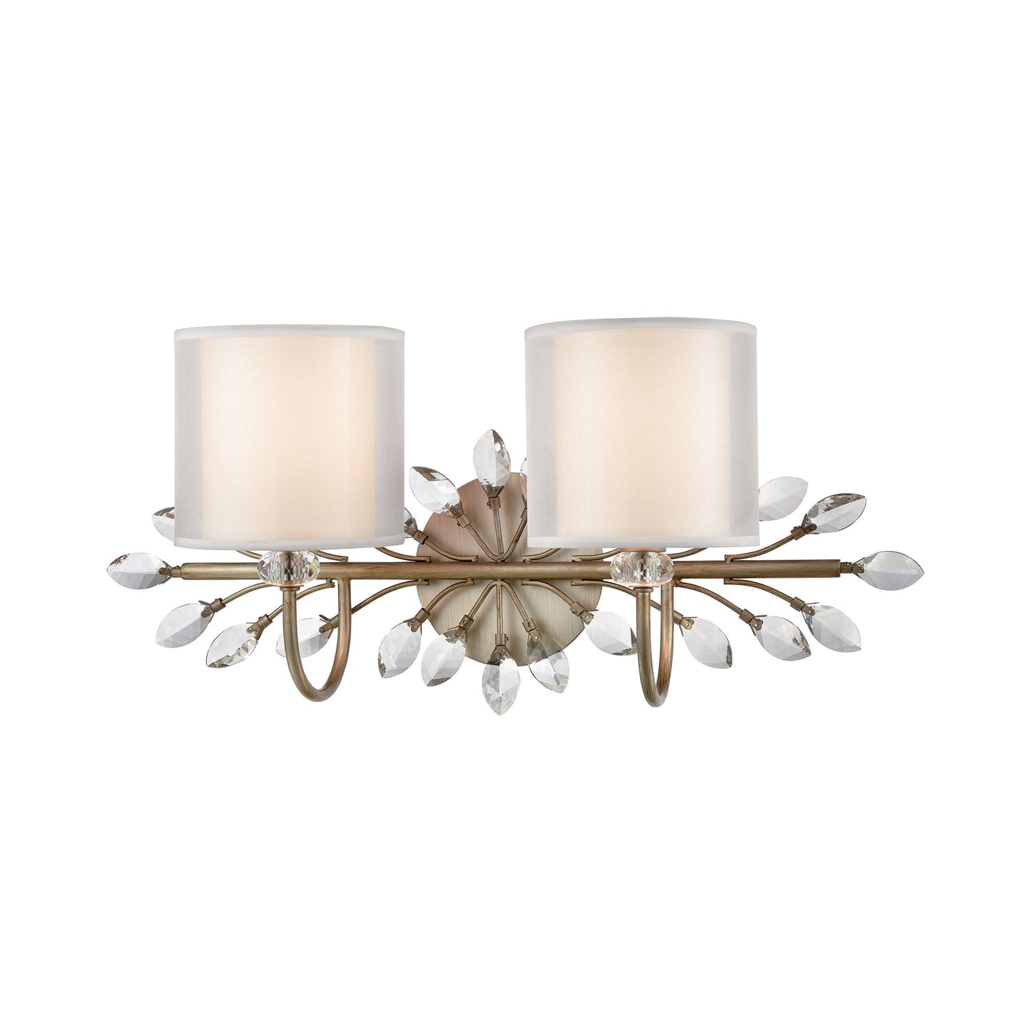 ELK Lighting 16277/2 - Asbury 24" Wide 2-Light Vanity Light in Aged Silver with White Fabric Shade I