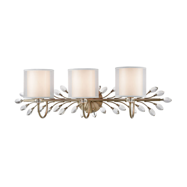 ELK Lighting 16278/3 - Asbury 34" Wide 3-Light Vanity Light in Aged Silver with White Fabric Shade I