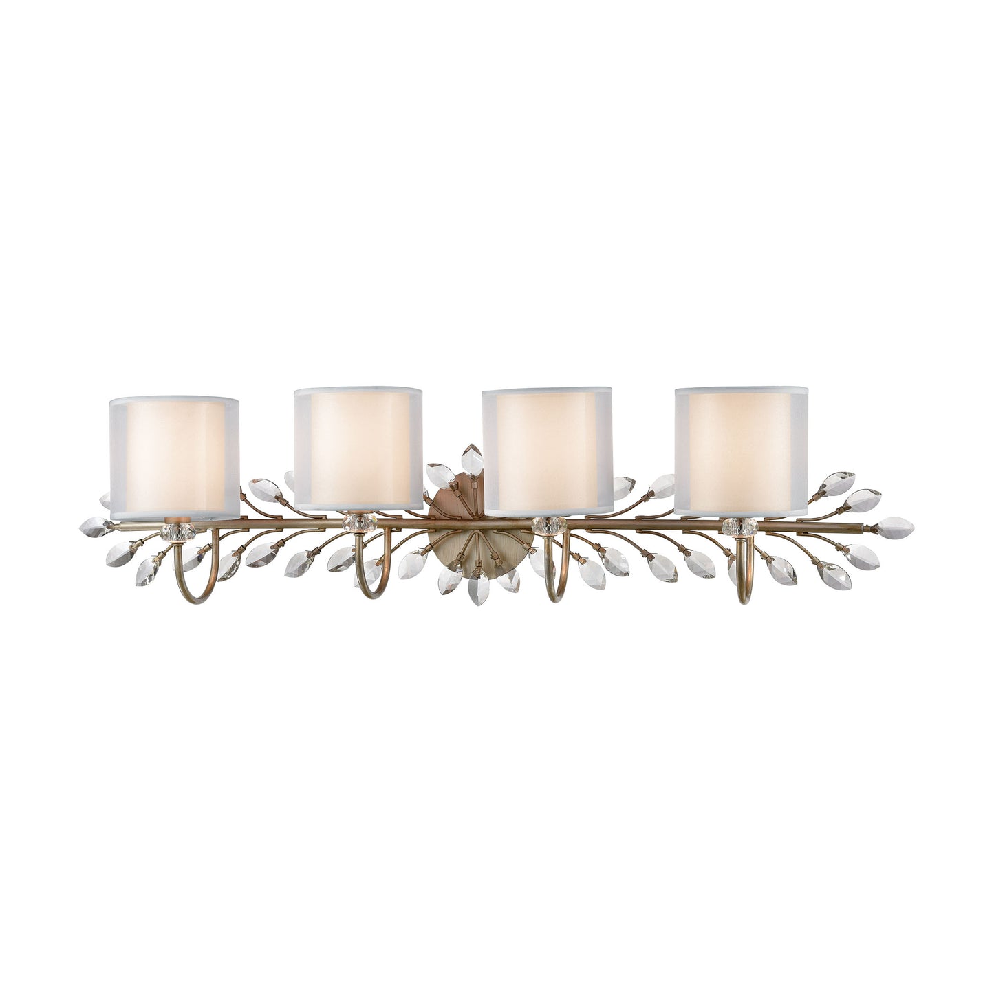 ELK Lighting 16279/4 - Asbury 42" Wide 4-Light Vanity Light in Aged Silver with White Fabric Shade I
