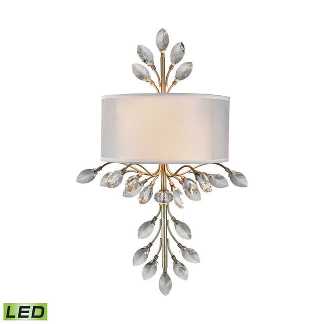 ELK Lighting 16280/2-LED - Asbury 11" Wide 2-Light Sconce in Aged Silver with Organza and White Fabr
