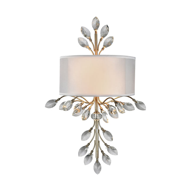 ELK Lighting 16280/2 - Asbury 11" Wide 2-Light Sconce in Aged Silver with Organza and White Fabric S