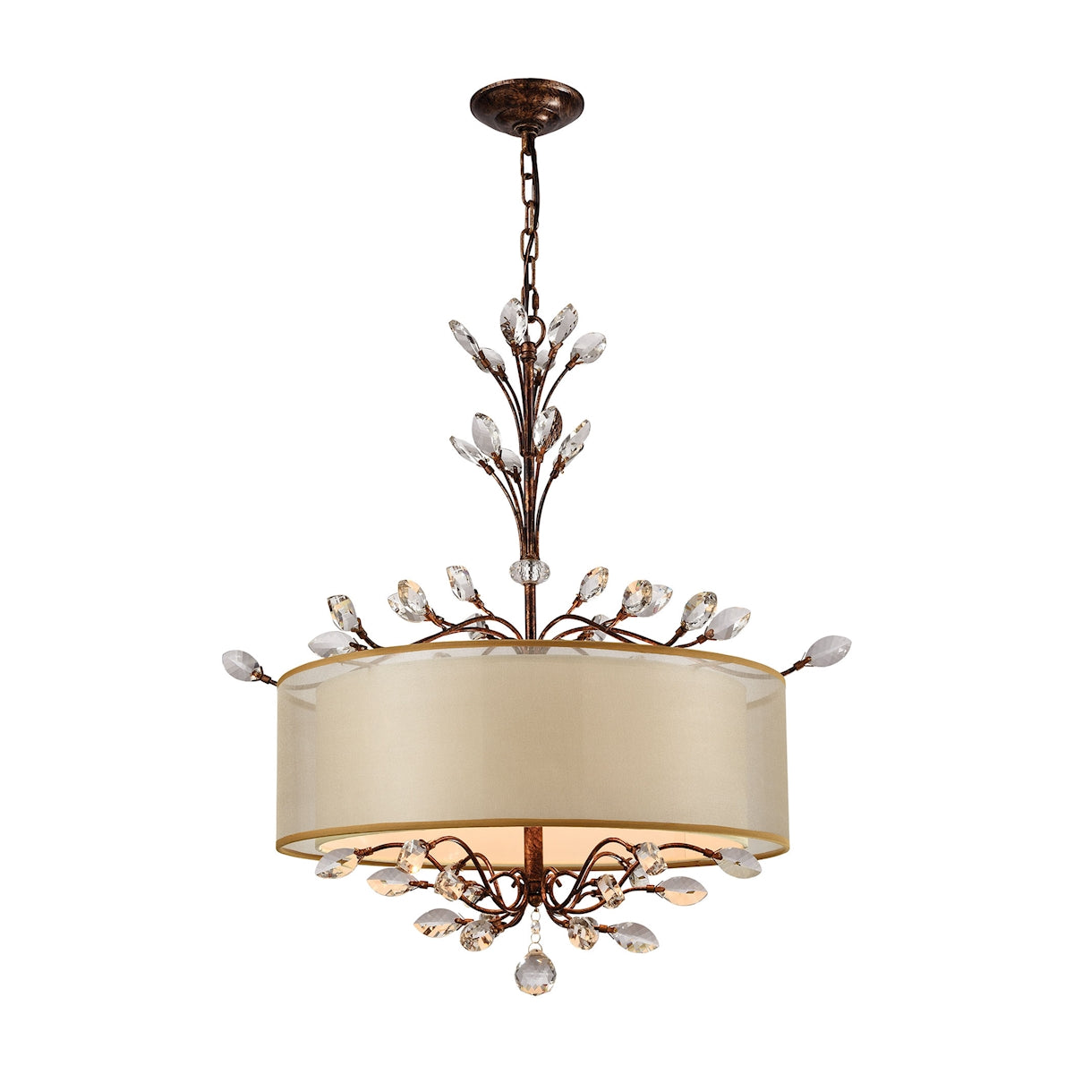 ELK Lighting 16292/4 - Asbury 26" Wide 4-Light Chandelier with Organza and Fabric Shade in Spanish B