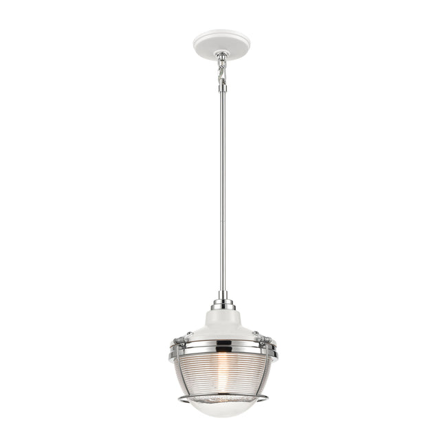 ELK Lighting 16525/1 - Seaway Passage 10" Wide 1-Light Mini Pendant in White and Polished Nickel wit