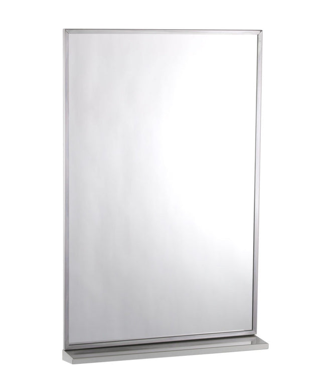 Bobrick 166 1836 - 18" x 36" Channel Framed Mirror with Shelf in Satin Stainless Steel
