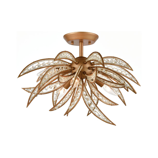 ELK Lighting 16762/5 - Naples 21" Wide 5-Light Semi Flush in Matte Gold with Clear Crystal