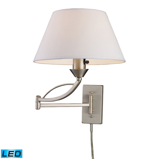 ELK Lighting 17016/1-LED - Elysburg 12" Wide 1-Light Swingarm Wall Lamp in Satin Nickel with White F