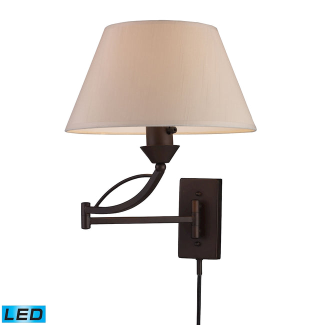 ELK Lighting 17026/1-LED - Elysburg 12" Wide 1-Light Swingarm Wall Lamp in Aged Bronze with Off-whit