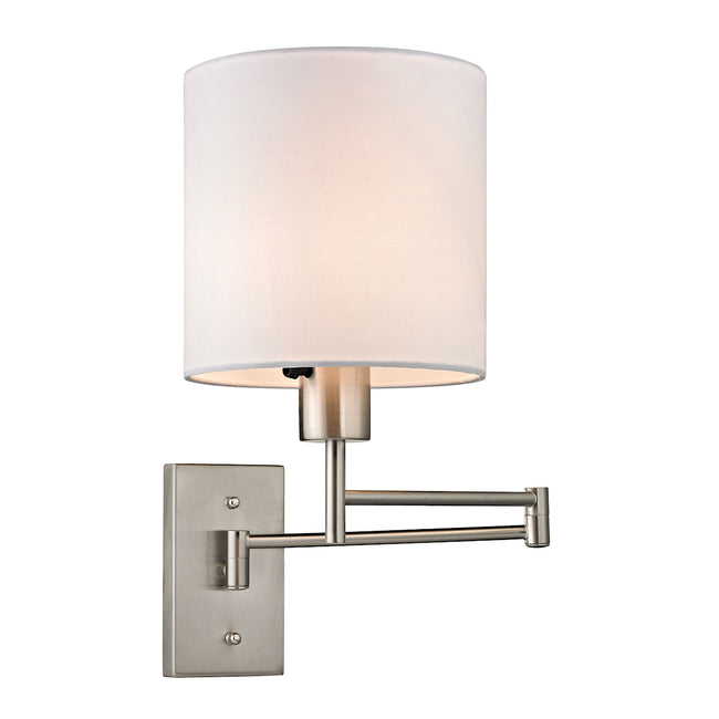 ELK Lighting 17150/1 - Carson 7" Wide 1-Light Swingarm Wall Lamp in Brushed Nickel with White Shade