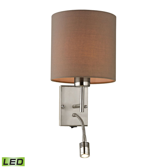 ELK Lighting 17151/2-LED - Regina 7" Wide 2-Light Wall Lamp in Brushed Nickel with Tan Shade - Inclu