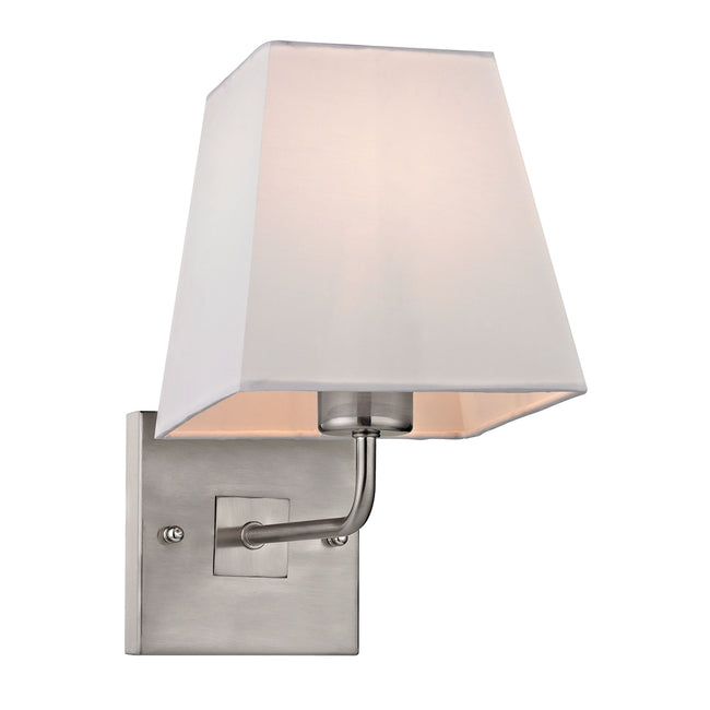 ELK Lighting 17152/1 - Beverly 6" Wide 1-Light Wall Lamp in Brushed Nickel with White Fabric Shade