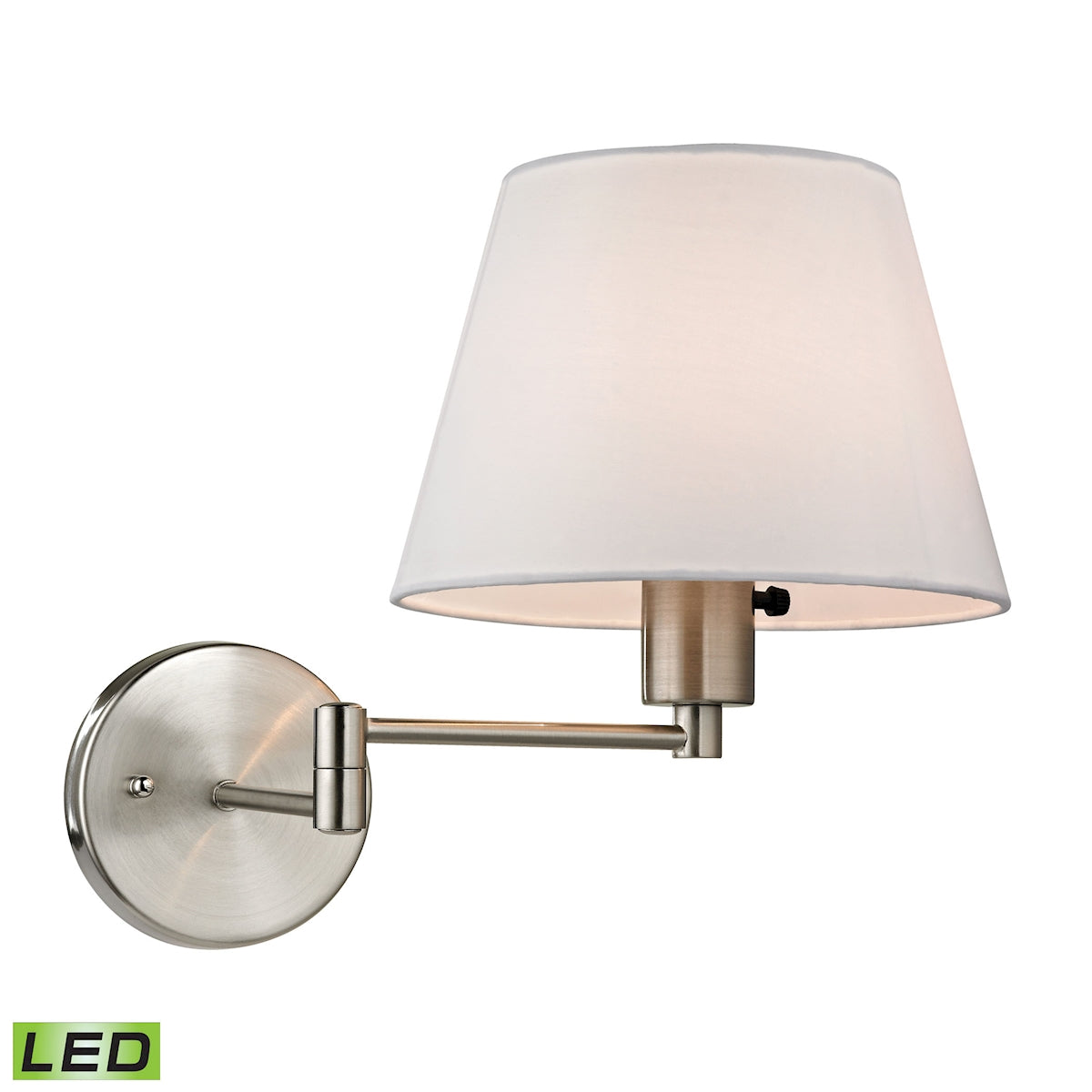 ELK Lighting 17153/1-LED - Avenal 9" Wide 1-Light Swingarm Wall Lamp in Brushed Nickel with White Fa